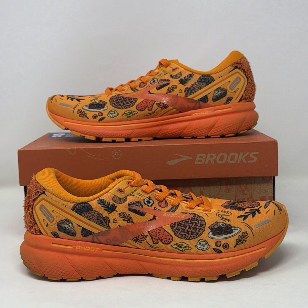 Brooks Ghost 14 Turkey Trot Thanksgiving Running Shoes Women 7B Orange AUTH